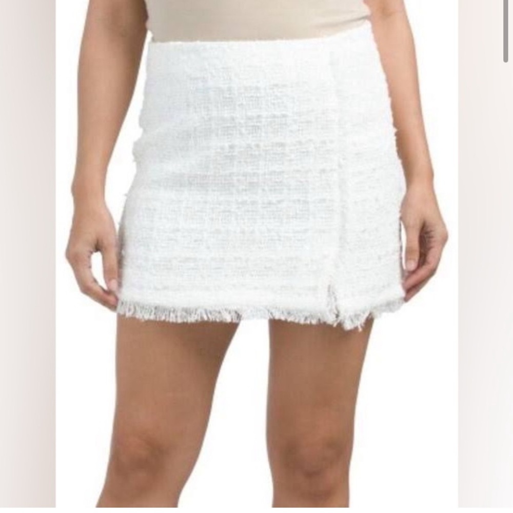 IRO White Tweed Frayed Hem Mini Skirt NWT